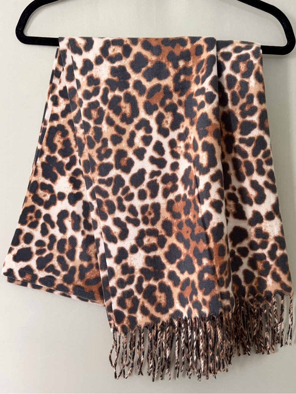 Women Cheetah Pashmina Winter Warm Cashmere Scarf Soft Long Tassels Oversize Chu